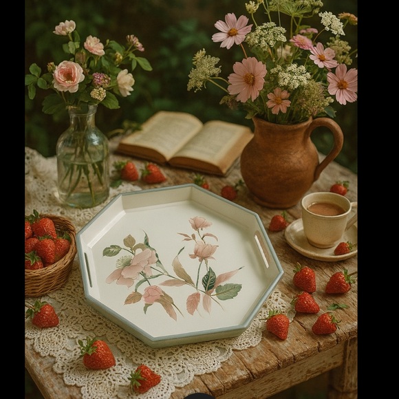 Cottage Core Floral Octagonal Serving Tray - Picture 2 of 11